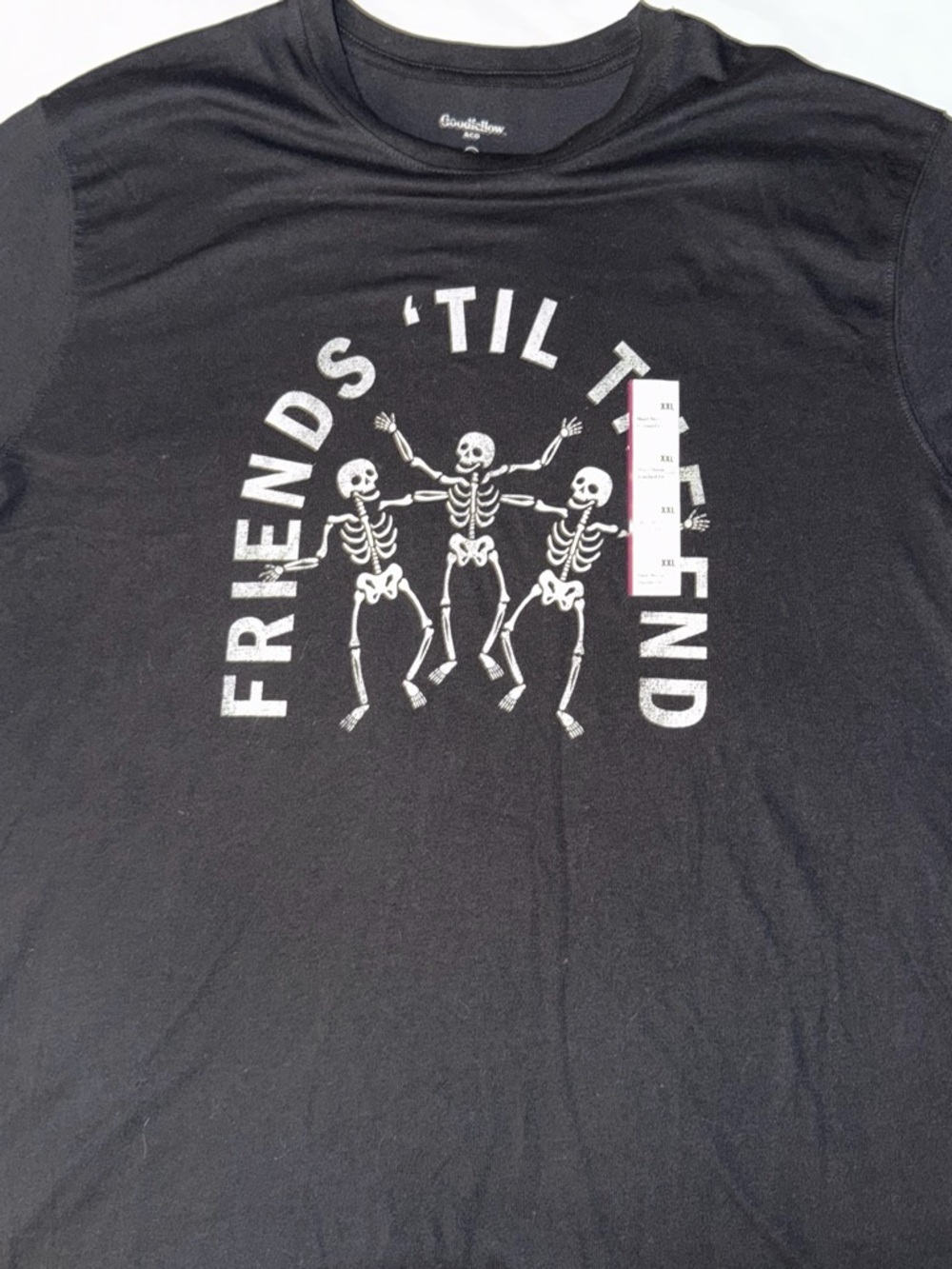 Goodfellow & Co Black Tee with White Skeleton Trio Graphic